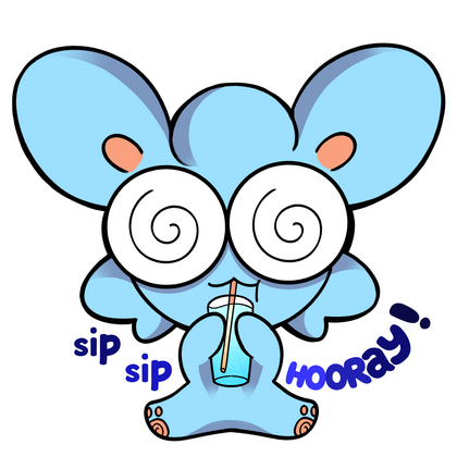 Bunnii Doodles Mascot, Drinking Dell (June. 2025, Digital art)