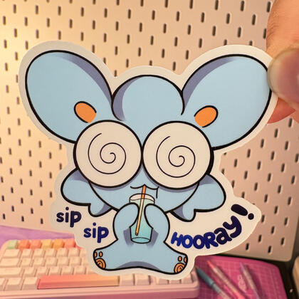 Bunnii Doodles Mascot, Drinking Dell (June. 2025, Digital art)