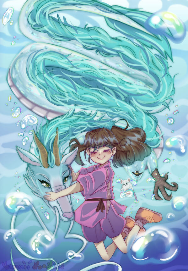 Spirited Away Chihiro &amp; Haku (January 2023, Digital art)